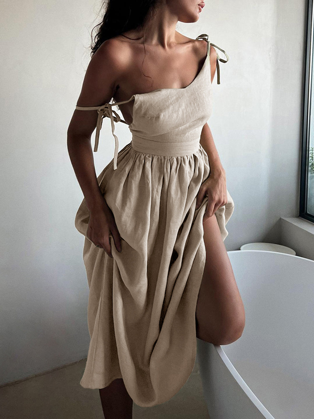 Vestido Longo de Algodão com Alças