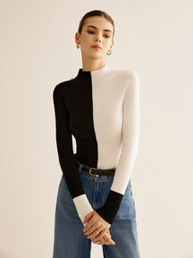 Blusa de Malha Bicolor Misturado com Lã