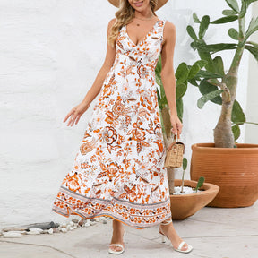 Vestido Longo com Estampa Florida