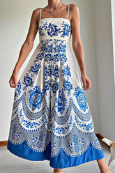 Vestido Longo Cropped Estampado - Grécia