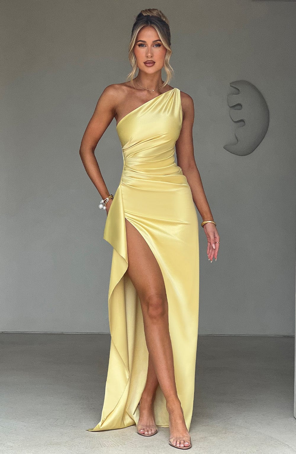Vestido Longo em Cetim - Lemon