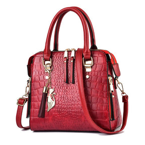 Bolsa de Couro com Design Crocodilo - Glamour
