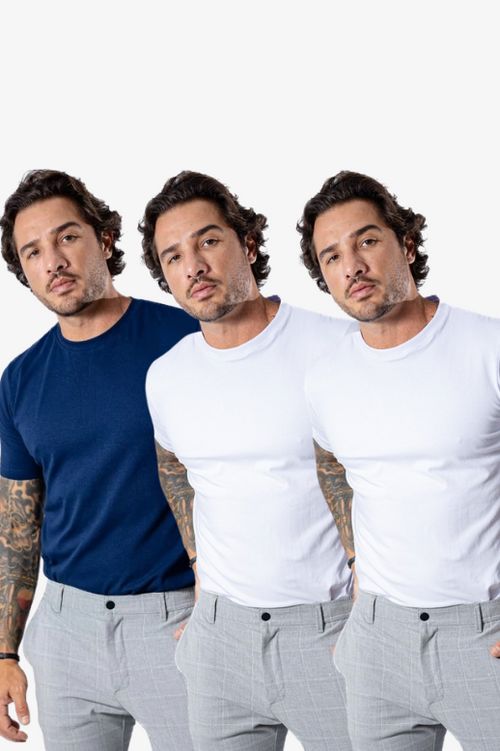 Kit de 3 Camisetas FlexFit Cotton Premium