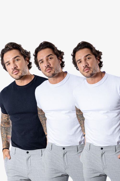 Kit de 3 Camisetas FlexFit Cotton Premium