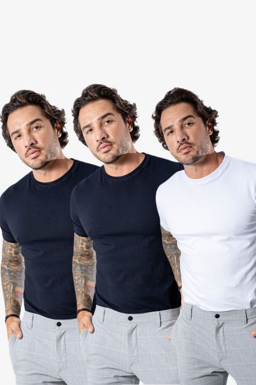 Kit de 3 Camisetas FlexFit Cotton Premium